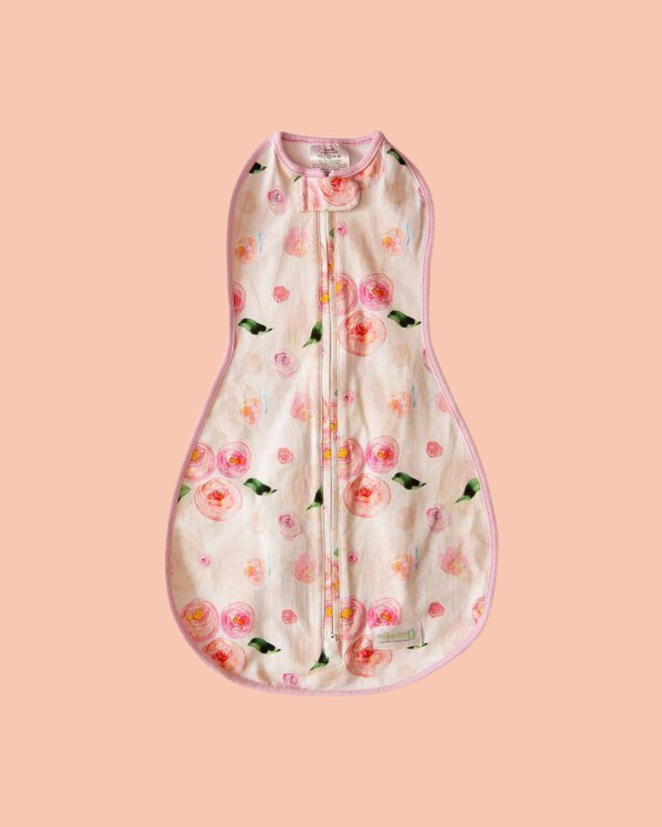 Original Lightweight and Breathable Swaddle Watercolor Roses Woombie